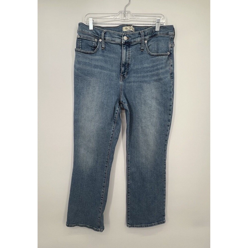 Madewell Mid Rise Kick Out Jeans Sz 31T Tall Ankle Length Oneida Wash Stretch